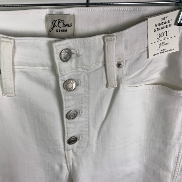 NWT J Crew Women’s Size 30T 30 Tall White Button Fly vintage slim-straight jean - Picture 4 of 5